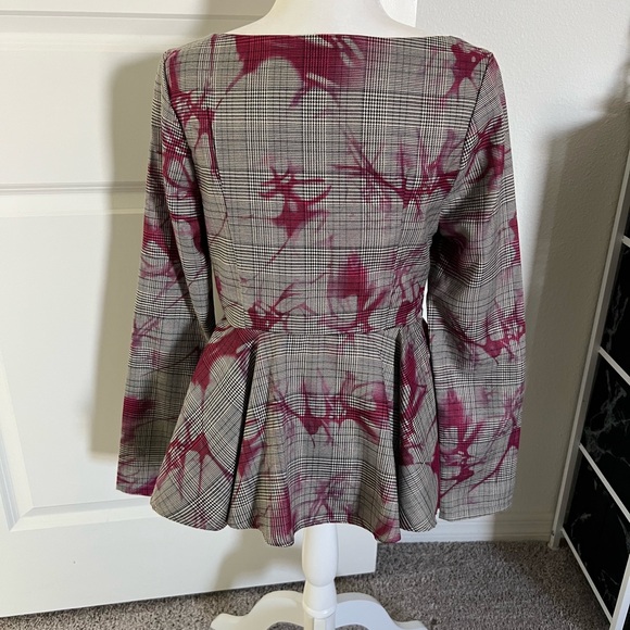 NWOT SHEIN Plaid Peplum Top Size 4 / 6 - Picture 6 of 8